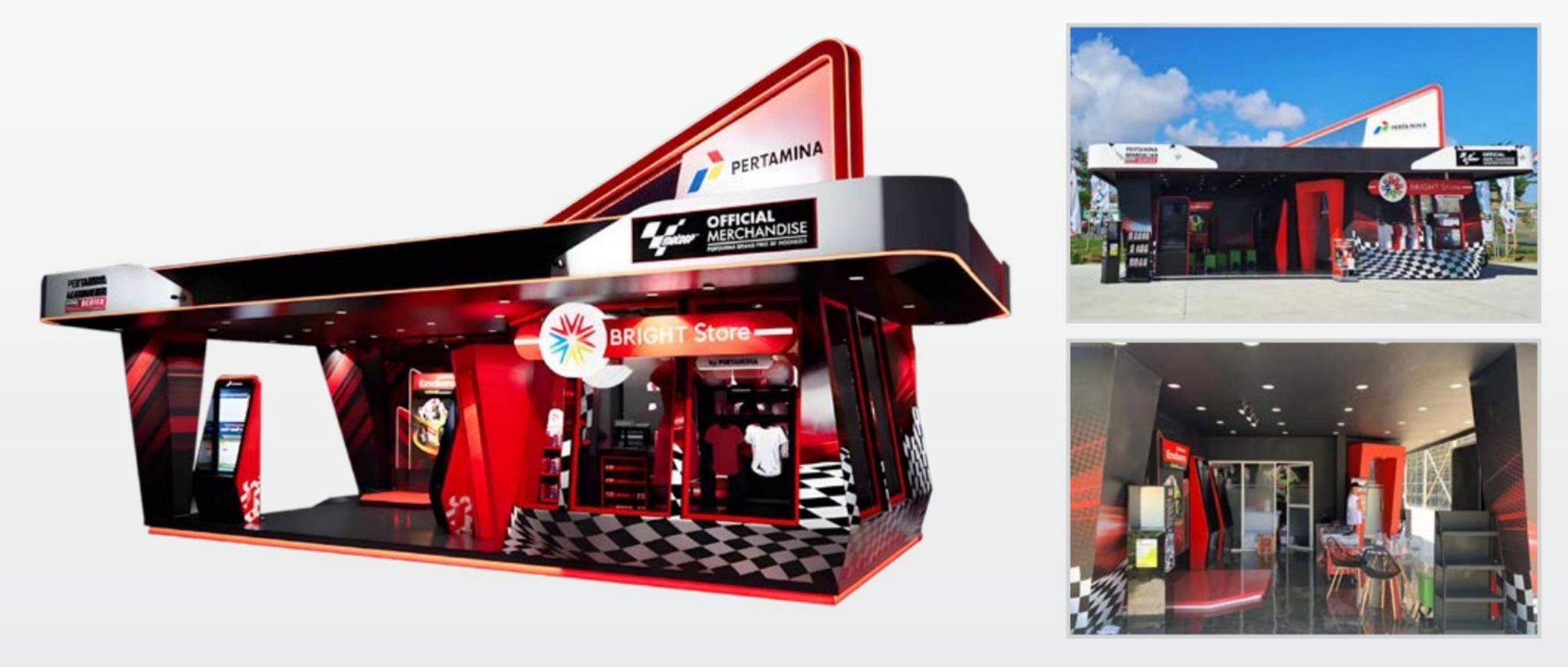 Pertamina Mandalika Series 2024 stand concept and completed installation photographs