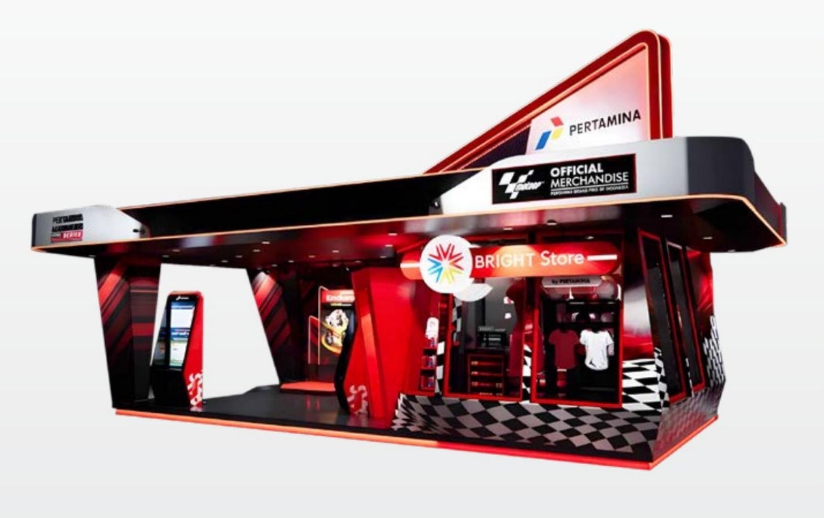 Pertamina Mandalika Series stand concept and installation photography, Lombok 2024