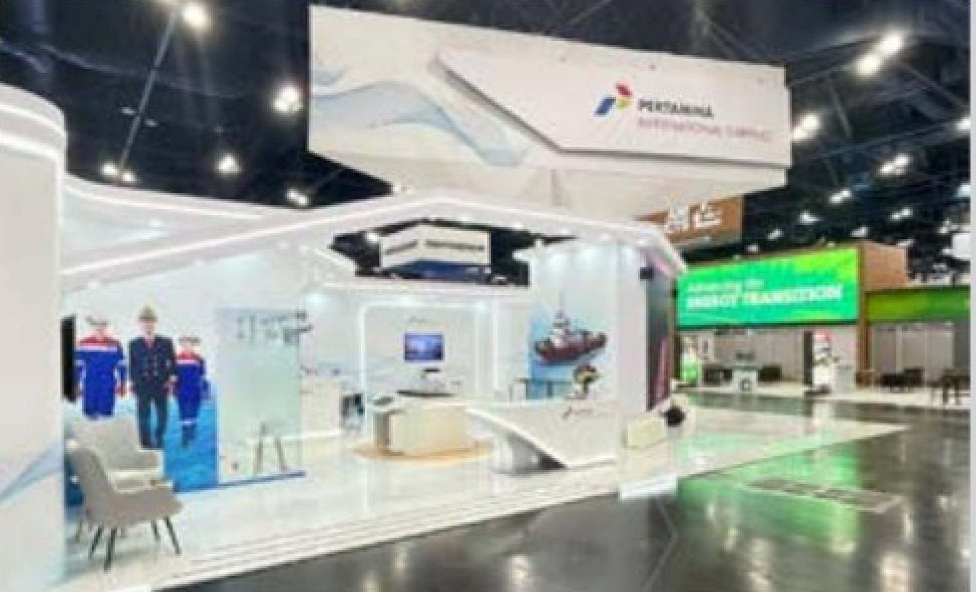Photograph of exhibition stand Pertamina International Shipping after installation at the venue Gastech USA 2024