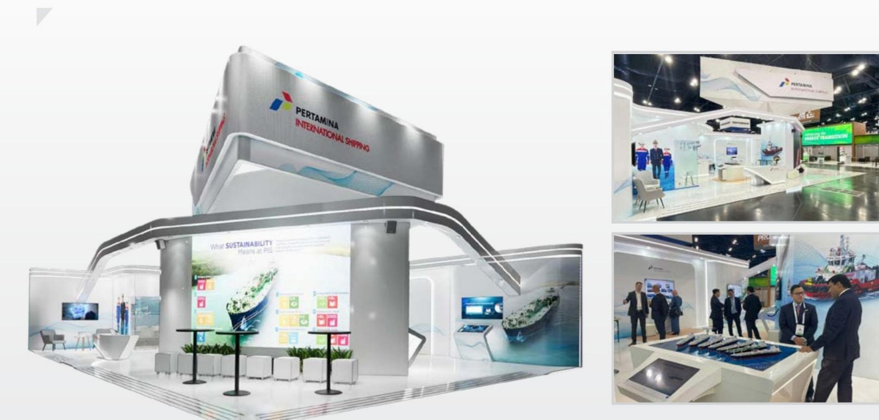 Pertamina International Shipping stand concept and installation photography for Gastech USA 2024